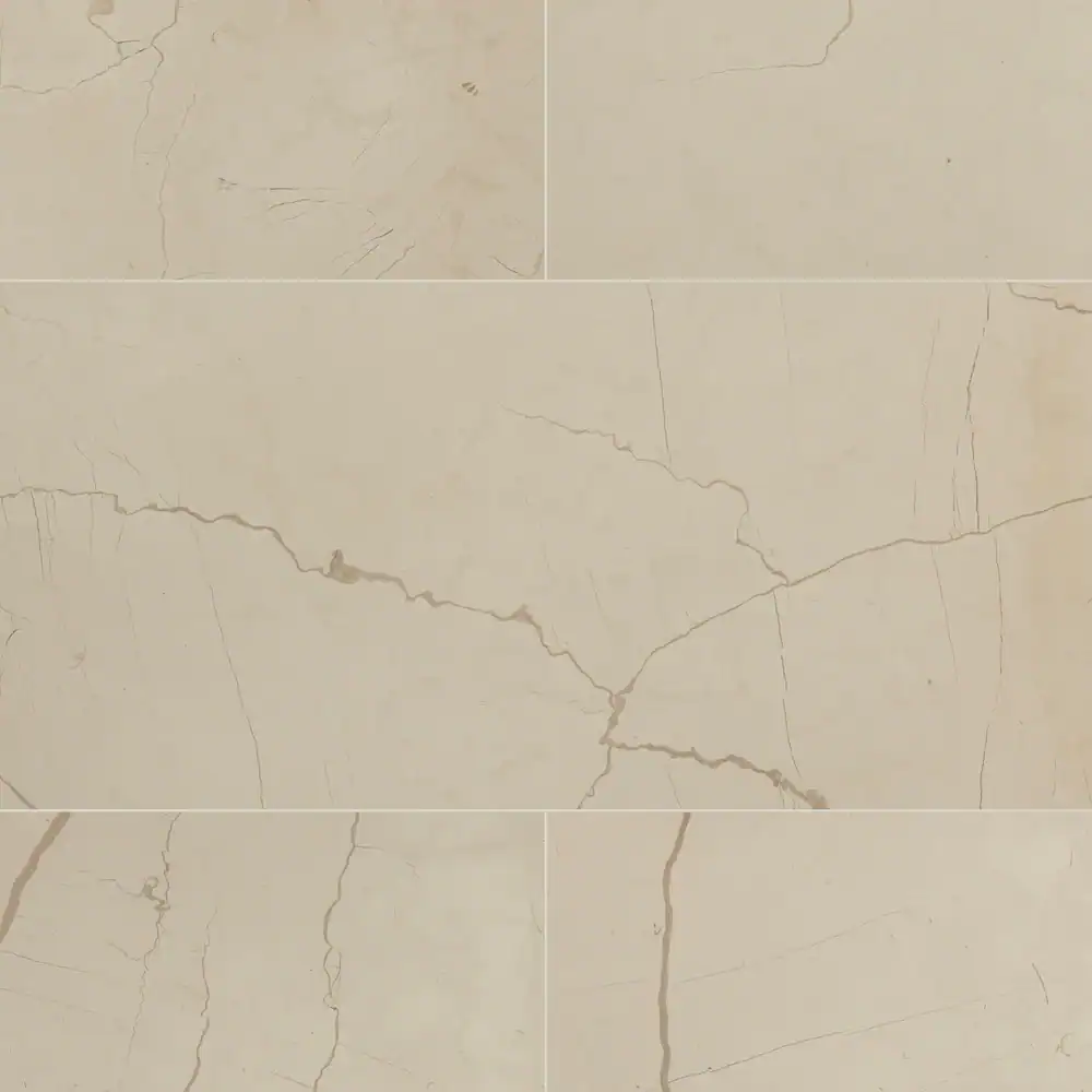 Cream marble tiles with natural veining for luxurious interior decor.