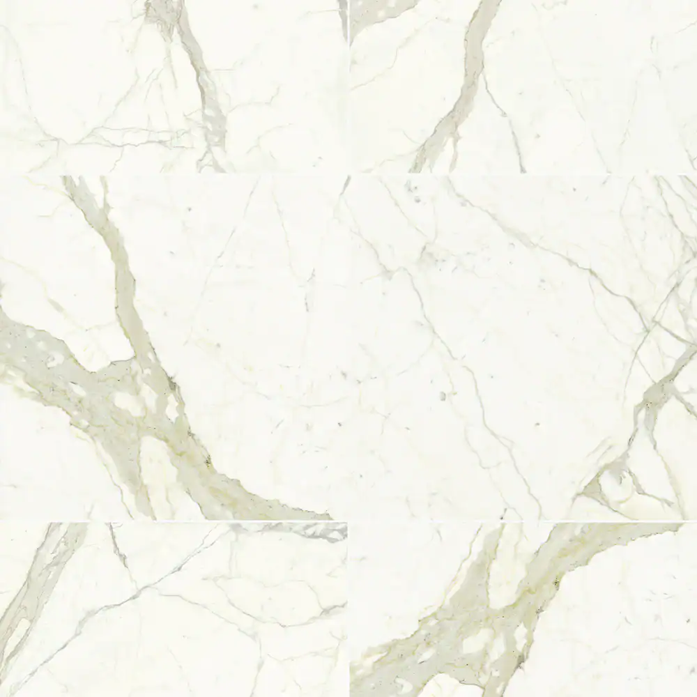 White marble tile with gray veining for luxurious interior decor.