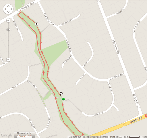 Bell block school New Zealand map with walking trail and surrounding streets.