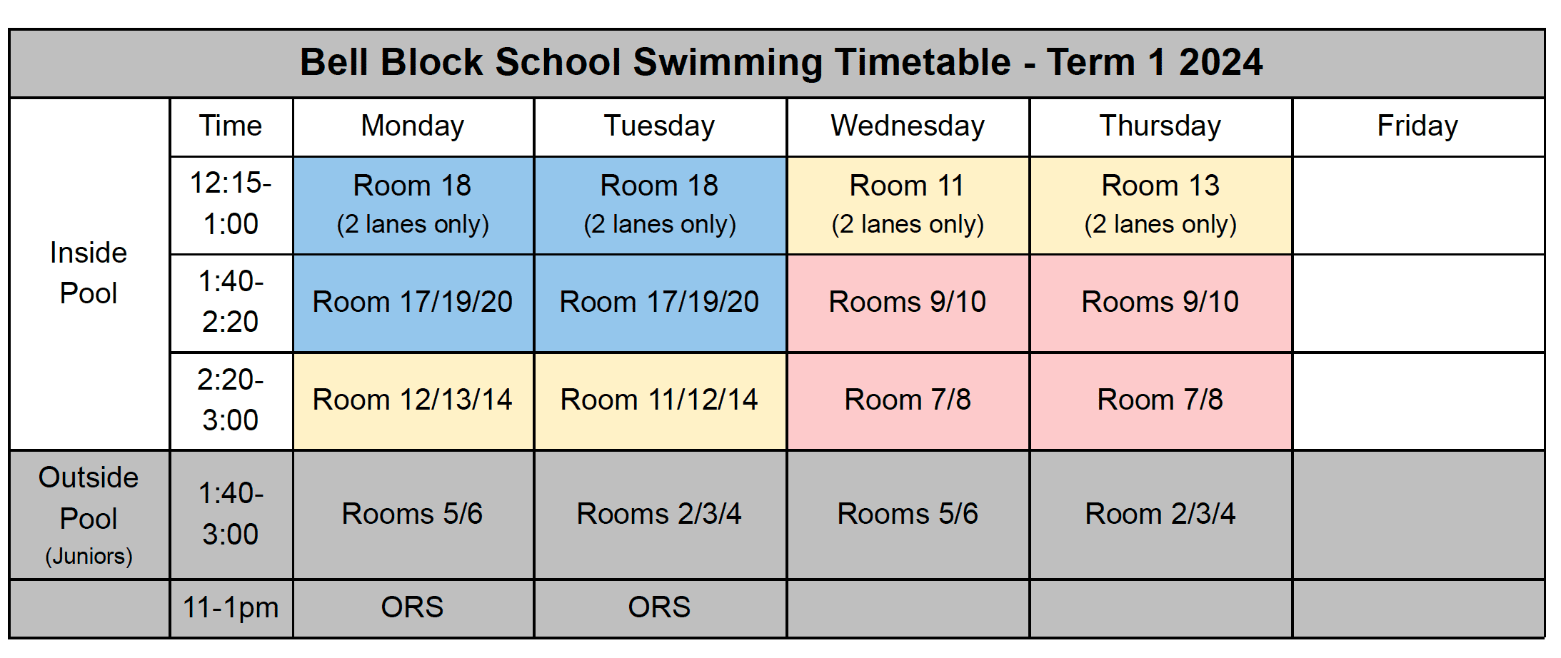 Screen Shot 2024-01-24 at 3.02.17 PM Bell block school swimming timetable for term 1 2024 in nz, inside and outside pool schedule.