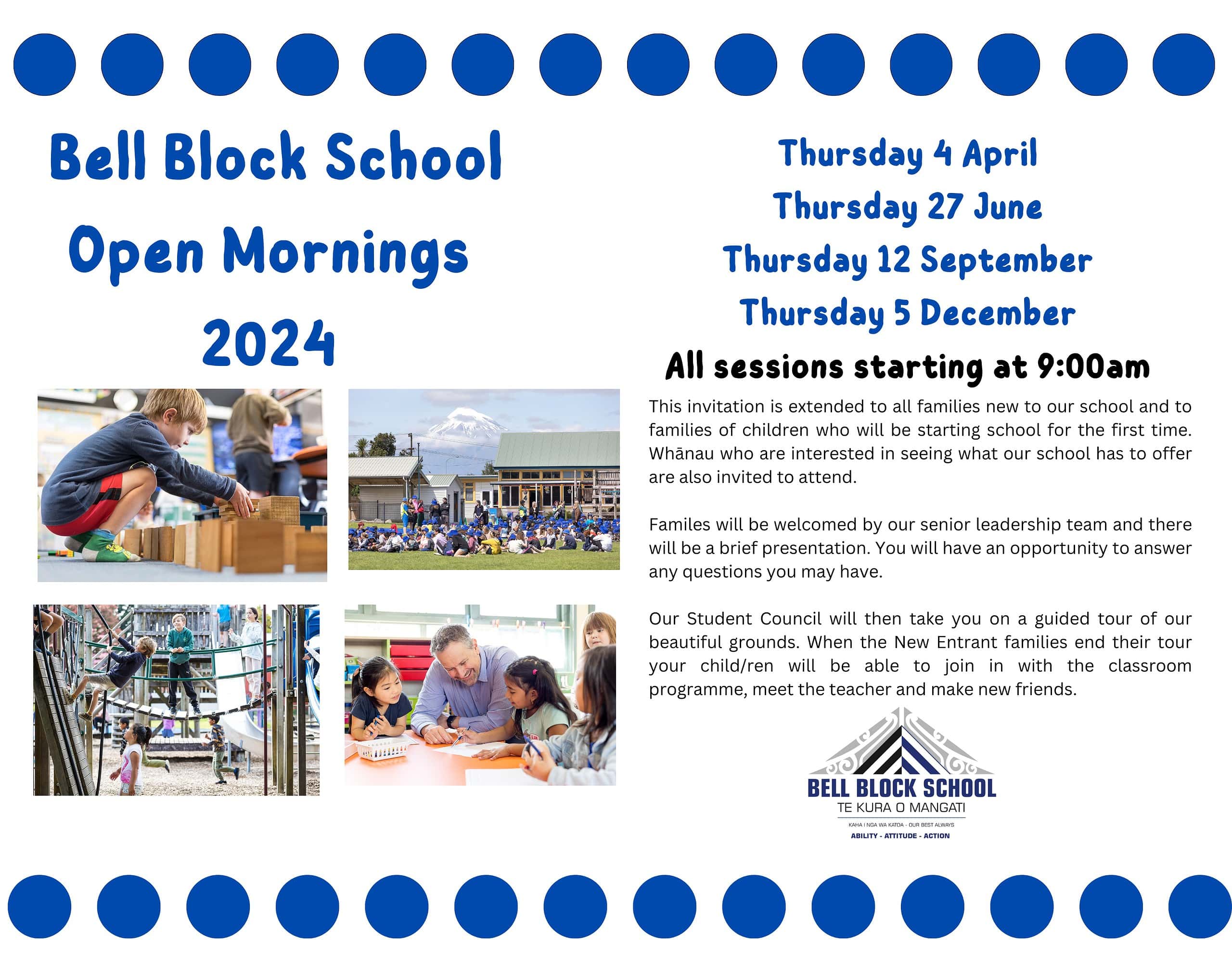 Aa (36 × 30 in) (36 × 28 in) - 1 Playful children engaging in classroom activities at Bell Block School Open Mornings in New Zealand.