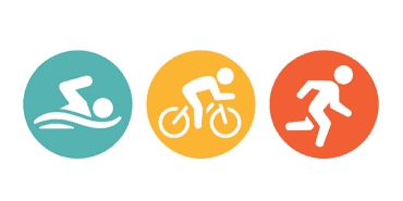 Swimming, cycling, and running icons representing sports activities at Bell Block School.