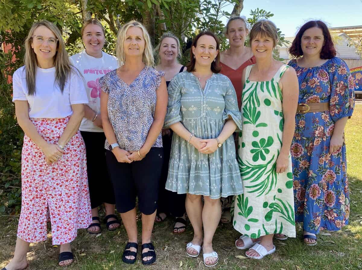 Bell Block School staff team outdoors on a sunny day, showcasing friendly educators and school community.
