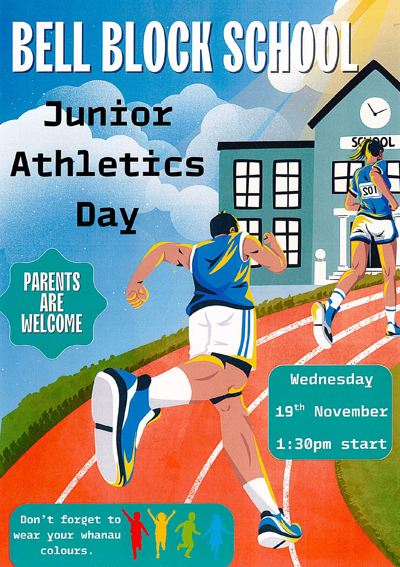 Bell block school juniors athletics day kiwi sports event.