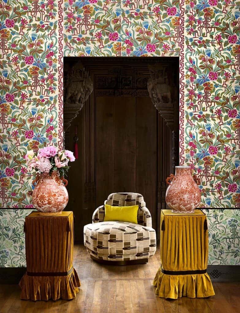 Pierre Frey Hana wallpaper in hallway.