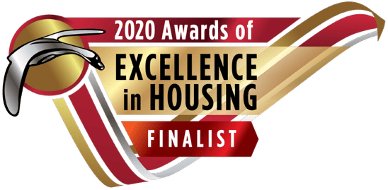 Award logo for housing excellence 2020.