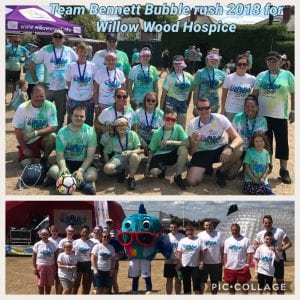 Group of Bennett Staff and volunteers at Willow Wood Hospice Bubble Rush event.