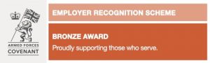 Employer Recognition Scheme badge with Bronze Award for supporting service personnel.