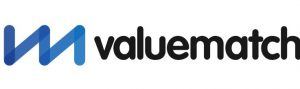 Valuematch company logo with blue and black design elements.