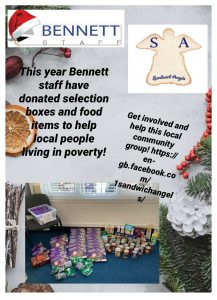 Christmas Hat and Bennett Staff Logo.