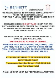Off point for sandwich angels and donations.