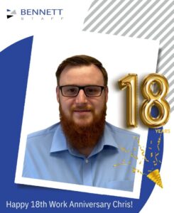 Happy 18th work anniversary to Chris at Bennett Staff.