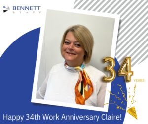 Happy 34th Work Anniversary Claire at Bennett Staff.