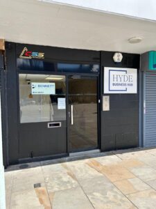 Office entrance for Bennett Staff at Hyde Business Hub.