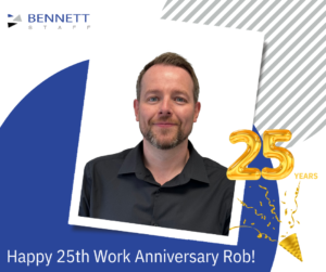 Rob celebrating 25 years at Bennett Staff.