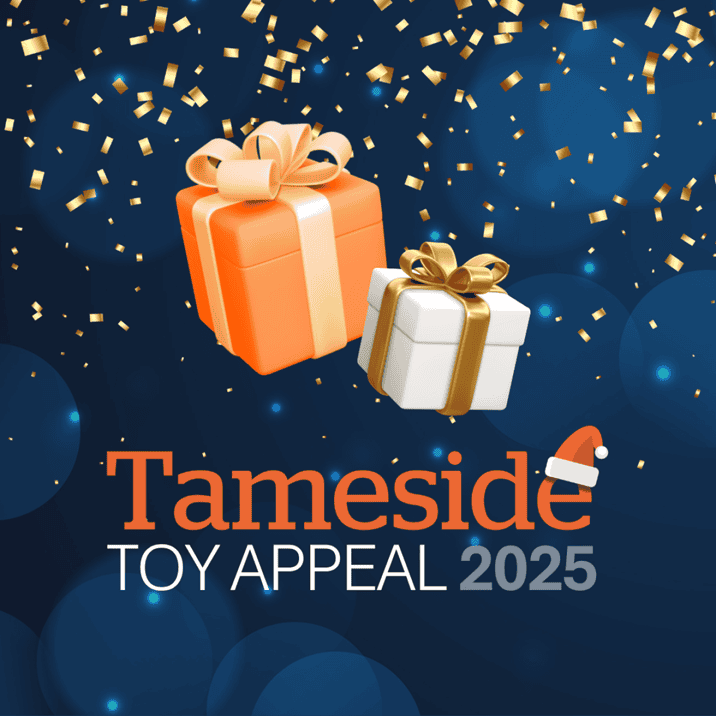 Festive gift boxes with confetti for Christmas Toy Appeal 2025.