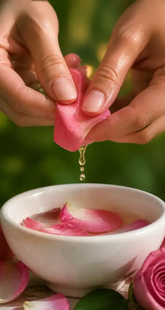 Extraction d'huile essentielle à partir de pétales de rose, gestes en laboratoire botanique