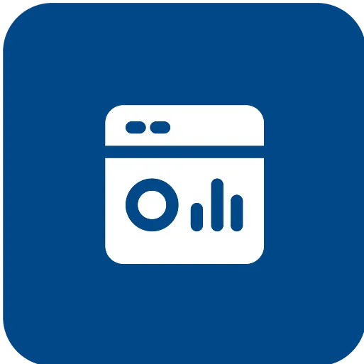 Washing machine icon with data analytics elements representing smart laundry solutions and digital automation in Indonesia