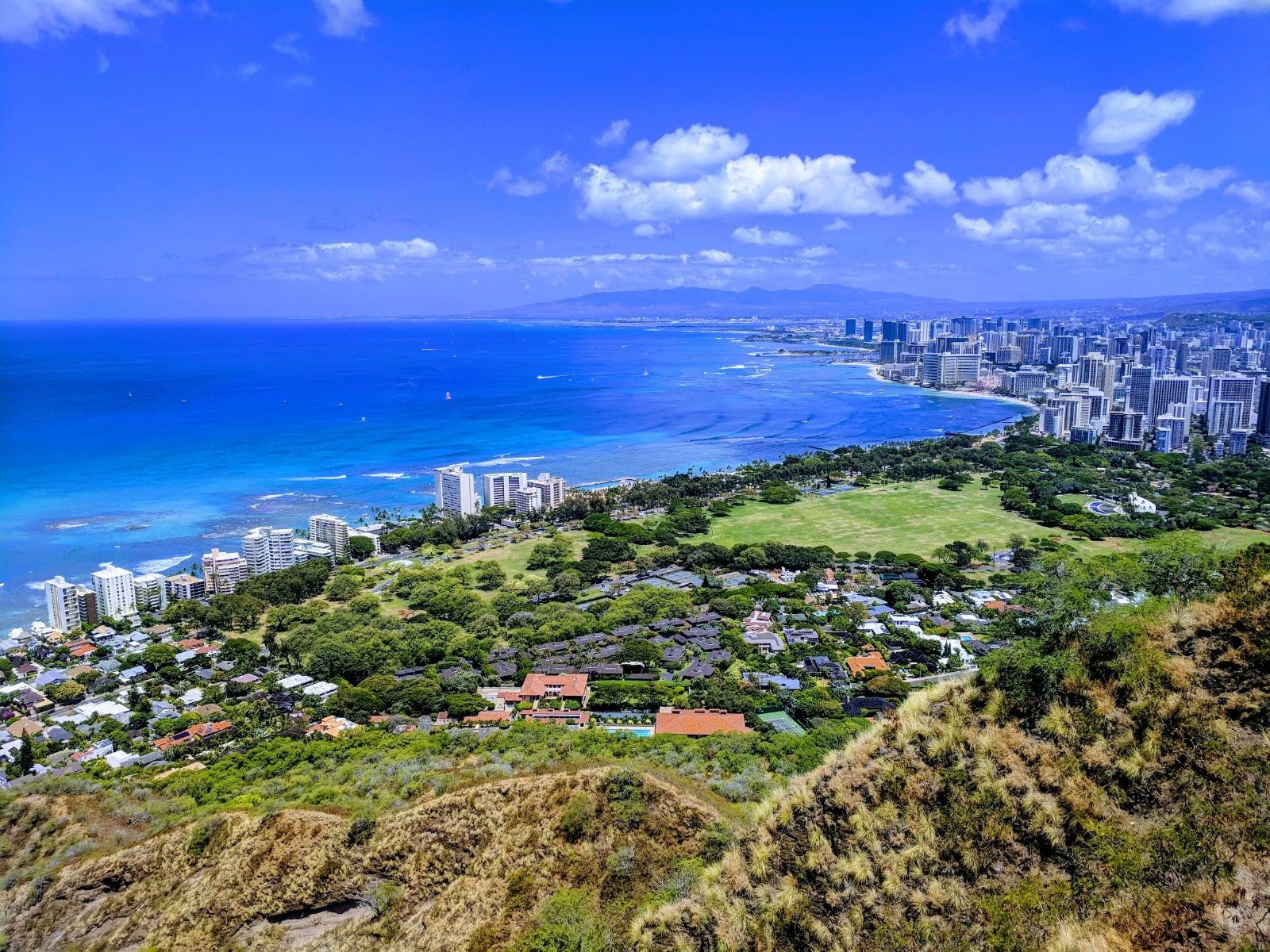 View on top of Diamond Head Hike on Oahu