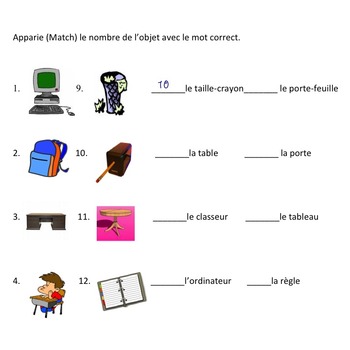French Classroom Objects Interactive Notebook and Google Drive Activities - Image 2