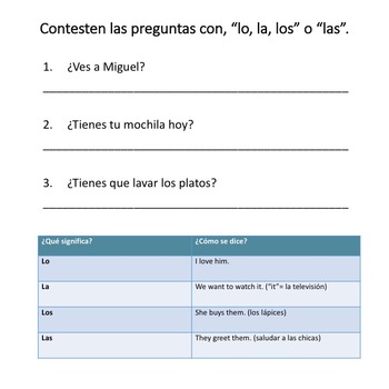 Spanish Object Pronouns Interactive Notebook and Google Drive Activities - Image 4