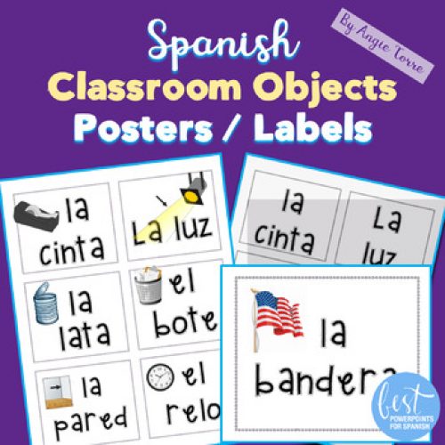 Spanish Classroom Objects Posters and Labels