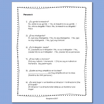 Spanish Ser Paired Listening and Speaking Activities - Image 4
