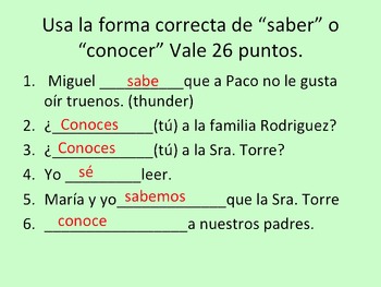 Spanish Saber Conocer PowerPoint and Interactive Notebook Activity - Image 4