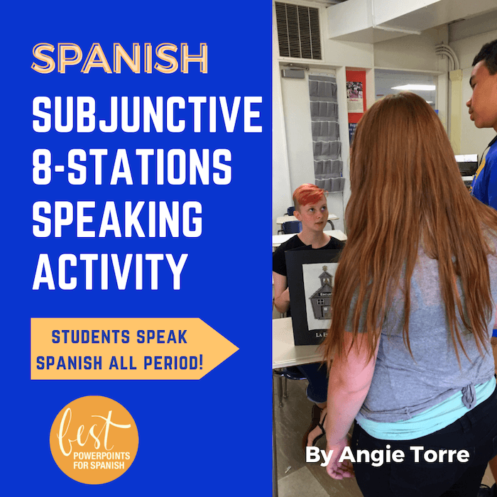 Spanish Subjunctive Eight Stations Speaking Activity Three students talking