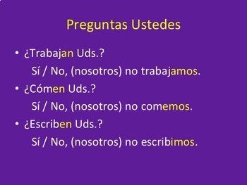 Spanish Preguntas Tú, usted, ustedes PowerPoint - Image 4