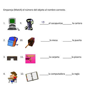 Spanish Classroom Objects Interactive Notebook and Google Drive Activities - Image 2