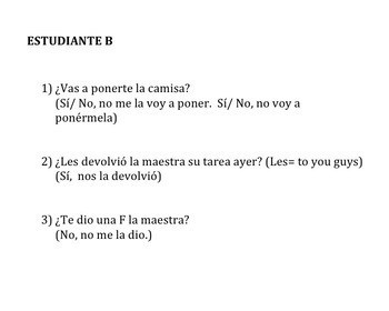 Spanish Double Object Pronoun Game FREE - Image 3