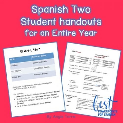 Spanish Two Student Handouts for an Entire Year
