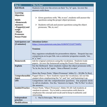 Spanish Direct and Indirect Object Pronouns Lesson Plans and Curriculum - Image 4