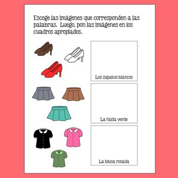 Spanish Clothing and Colors Interactive and Google Drive Activities - Image 2