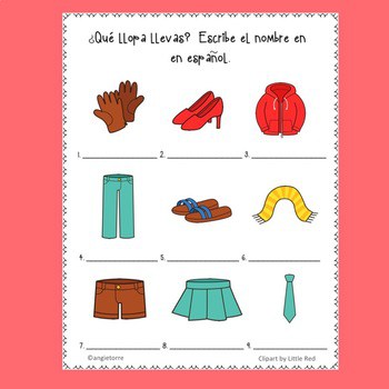 Spanish Clothing and Colors Interactive and Google Drive Activities - Image 3