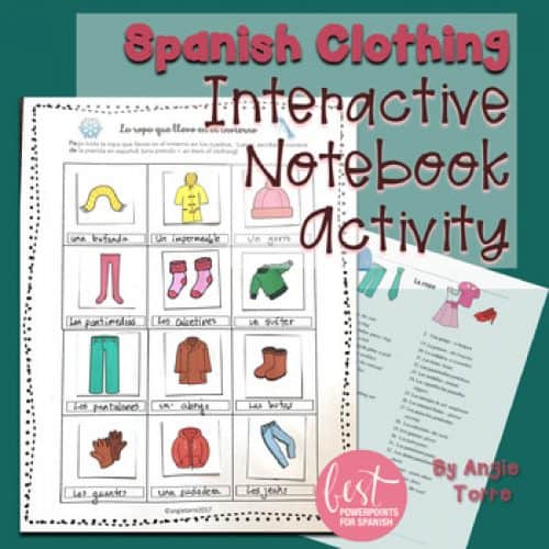 Spanish Clothing Interactive Notebook Activity