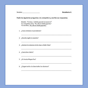 Spanish Questions Las preguntas Paired and Group Speaking Activities - Image 2