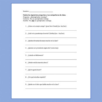 Spanish Questions Las preguntas Paired and Group Speaking Activities - Image 3