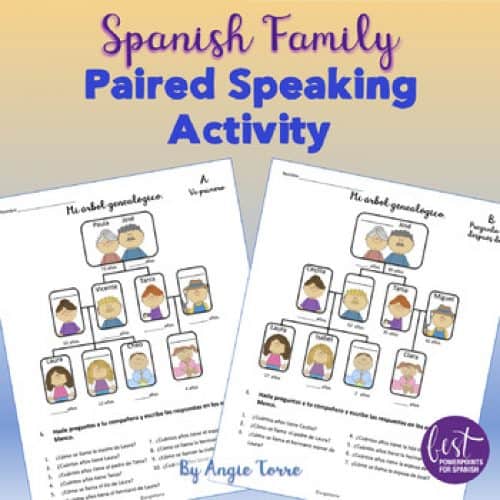 Spanish Family La familia Paired Speaking and Interactive Notebook Activities