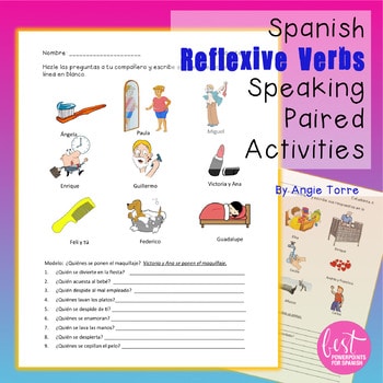 Spanish Reflexive Verbs Speaking Paired Activities