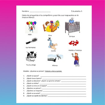 Spanish Reflexive Verbs Speaking Paired Activities - Image 2