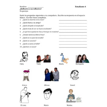 Spanish Reflexive Verbs Speaking Paired Activities - Image 4