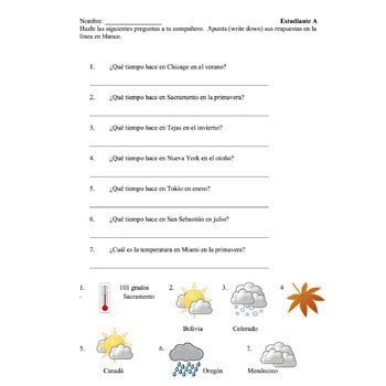 Spanish Weather El tiempo Paired Speaking Activities - Image 3