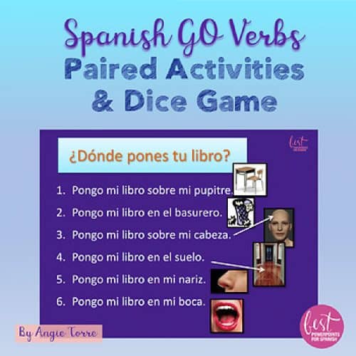 Spanish GO Verbs Speaking Activities Paired Activities and Dice Game