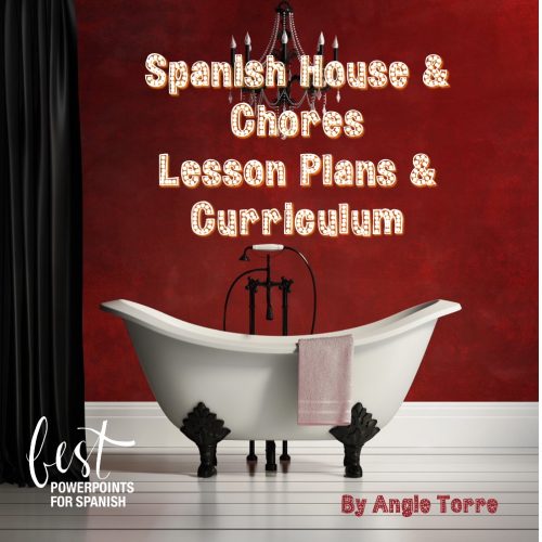 Spanish House and Chores Lesson Plans and Curriculum Bathtub with dark background