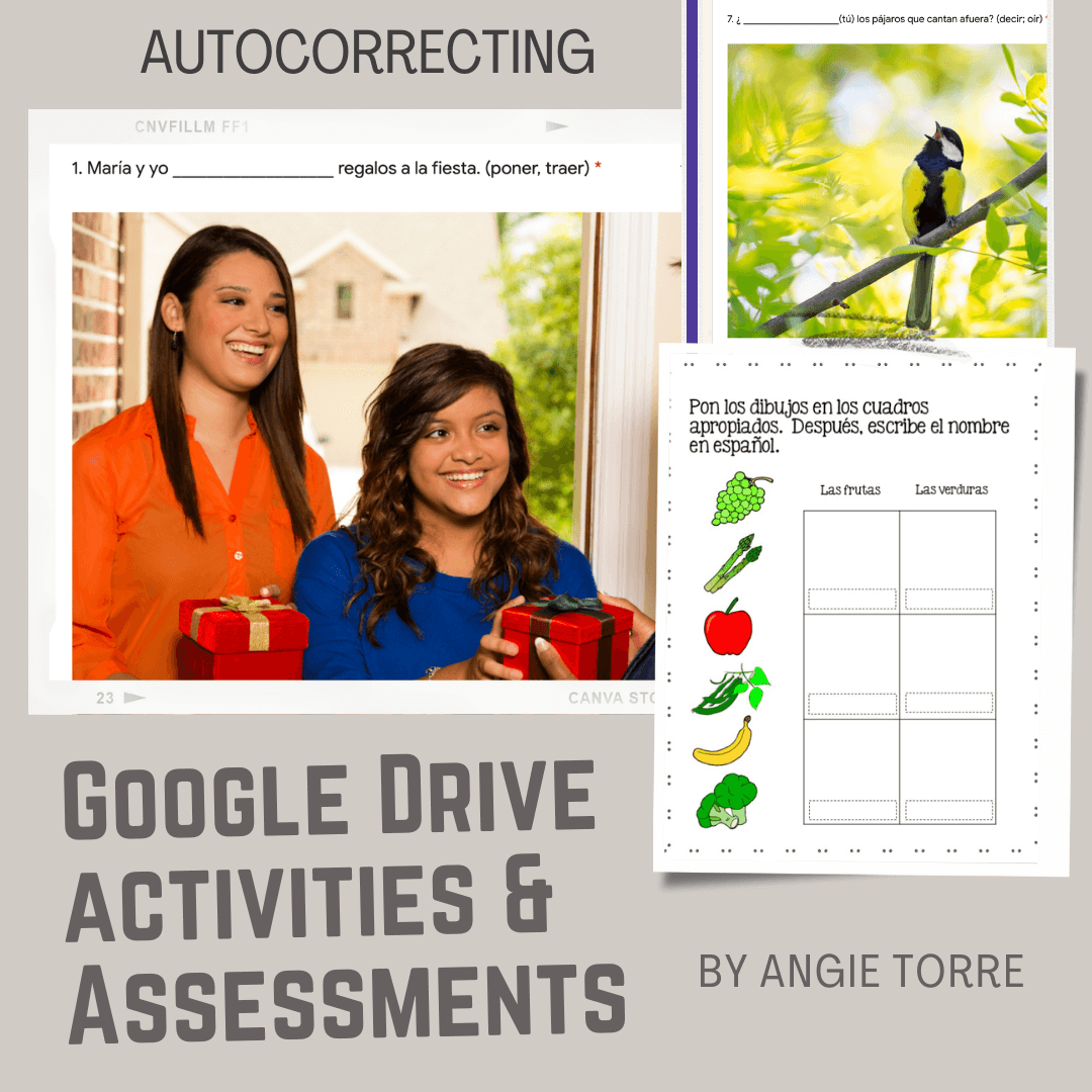 SpanishOne and Two Google Drive Activities Autocorrecting Activities
