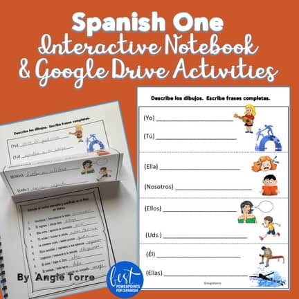 Spanish One Interactive Notebooks Activities and Google Drive Activities