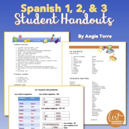 Spanish One, Two, and Three Student Handouts / Cheat-Sheets for an Entire Year