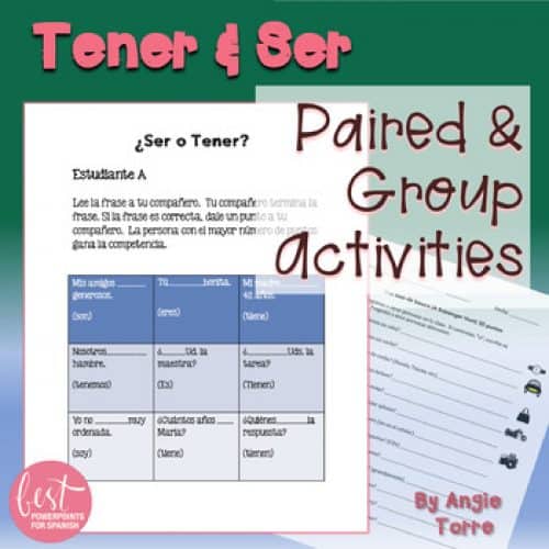 Spanish Tener Ser Paired and Group Speaking Activities